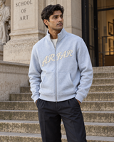 Sweat-shirt confortable à fermeture éclair intégrale en coton French Terry 350G pour homme, col montant, logo patch, veste pour l'extérieur, fabrication OEM