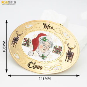 หัวเข็มขัดลายจานคริสต์มาสแบบวินเทจ ปั๊มโลโก้ตามสั่ง ชุบทอง/เงิน ดีไซน์ 2 มิติ/3 มิติ ของขวัญวันหยุดสุดฮา ทำจากโลหะผสมสังกะสี - Product Image 4