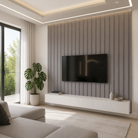 Panneau mural WPC moderne gris anthracite cannelé, creux, léger, imperméable, ignifuge, pour revêtement extérieur et intérieur d'hôtels