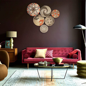 Ahome Rattan fatto a mano appeso a muro cesto di decorazione intrecciata parete appesa a parete moderna accessori per la casa per soggiorno camera da letto decorazione della parete - Product Image 2
