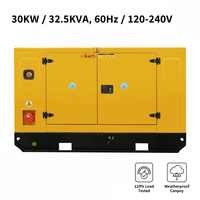 Générateur diesel silencieux 30KW 37.5KVA |   60Hz 120/240V Marché américain |   Alternateur 3 phases 4 fils 100% cuivre conforme EPA