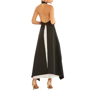 2022 Fashion Halter Mouwloos Open Back Hoge Taille Geplooide Maxi Rok Jurken Slanke Vrouwen Kleding