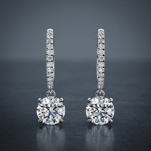 Boucles d'oreilles en or blanc de forme ronde avec diamants, bijoux de luxe, cadeau de mariage pour femmes - Product Image 2