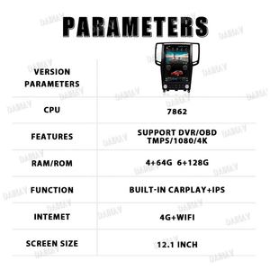 Radio para Auto de 12.1 Pulgadas para Nissan Skyline 370GT e Infiniti G25 G37 2005-2013, Pantalla Táctil Vertical, Sistema Multimedia con GPS y Navegación - Product Image 4