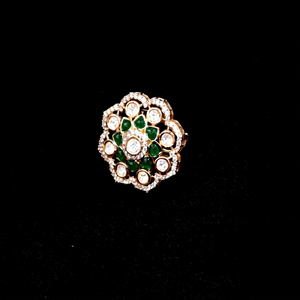 Bague de doigt Kundan plaquée or, bijoux en pierres colorées, bleu, rouge, vert, bague ethnique traditionnelle pour femmes - Product Image 1