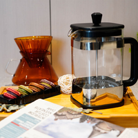 Cafetière à piston 600 ml en verre borosilicate transparent avec piston en acier inoxydable, design classique, écologique et facile à nettoyer