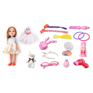 Poupée de mode pour bébé fille de 14 pouces, jeu de beauté, ensemble de <span class=keywords><strong>maquillage</strong></span>, accessoires de jeu, petite poupée princesse avec vêtements, robe - Product Image 1