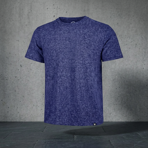 Camiseta de algodón para hombre, de color azul sólido, manga corta, cuello redondo, corte regular, estilo casual, transpirable, diseño de punto jersey. - Product Image 4