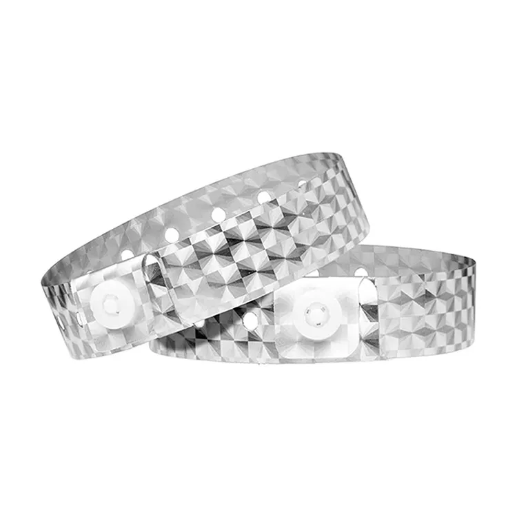 Goju Holographic Plastic Wristbands Silver - 500 Pack Vinyl Wristbands for Events Parties