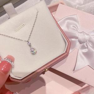 สร้อยคอทรงหยดน้ำคลาสสิก จี้เพชรทรงลูกแพร์ เงินแท้ S925 ดีไซน์ทันสมัย น้ำหนักเบา - Product Image 5