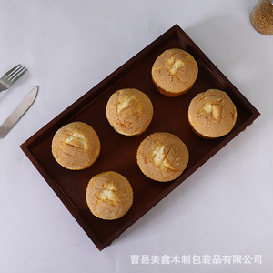 ถาดเสิร์ฟไม้ทรงสี่เหลี่ยม สีวอลนัท พร้อมหูจับ สำหรับใช้ในบ้าน - Product Image 4