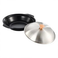 Poêle antiadhésive avec couvercle, cuiseur à fruits de mer domestique, compatible avec les cuisinières à gaz et les plaques électriques