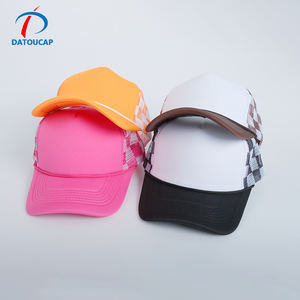 Casquette de baseball brodée de couleur vierge en gros en vrac de haute qualité casquette de baseball maille 5 panneaux mousse de daim casquette de camionneur à carreaux personnalisée avec corde - Product Image 3
