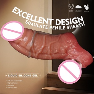 Manchon de pénis réaliste réutilisable de 2,28 pouces de diamètre avec anneau pénien, gaine d'agrandissement du pénis en silicone, jouet sexuel pour adultes pour hommes - Product Image 4