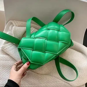 Küçük yeşil dokuma kare Tote 2021 moda yüksek kaliteli PU deri kadın tasarımcı çanta lüks omuz çantası Crossbody