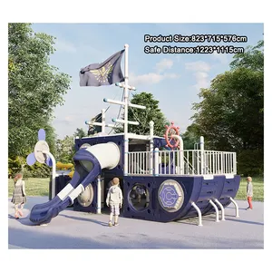 热销船造型主题公园儿童塑料滑梯户外游乐场攀爬游乐设备儿童户外游乐场