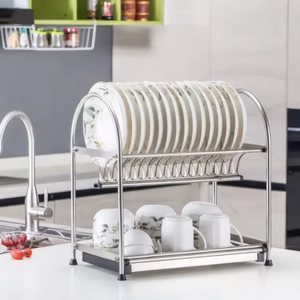 Escurridor de Platos de Acero Inoxidable de 2 Niveles con Bandeja de Goteo Extraíble |   Perfecto para guardar platos, tazones, vasos, tazas y más - Product Image 5