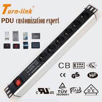 Anahtarı ile 1.5U 6 yolları fransa tipi PDU prizler ve filtre ile 3-LED dalgalanma koruyucusu