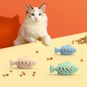 2025 nuovo giocattolo interattivo a forma di pesce in Silicone per gatti, orientato alla salute, giocattoli da masticare per animali domestici che digrignano i denti strappando l'erba gatta inclusi - Product Image 5