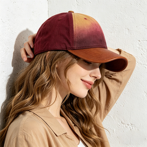 Gorra de Béisbol de Terciopelo Degradado de Lujo con Visera de Cuero, Efecto <span class=keywords><strong>Ombre</strong></span>, Ajustable, Calidad Premium para Otoño e Invierno, Estilo Elegante - Product Image 1