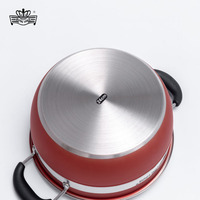 Batterie de Cuisine Compatible Induction Royal Louis Rouge et Argent avec Poignée Anti-Brûlure pour la Maison et la Cuisine