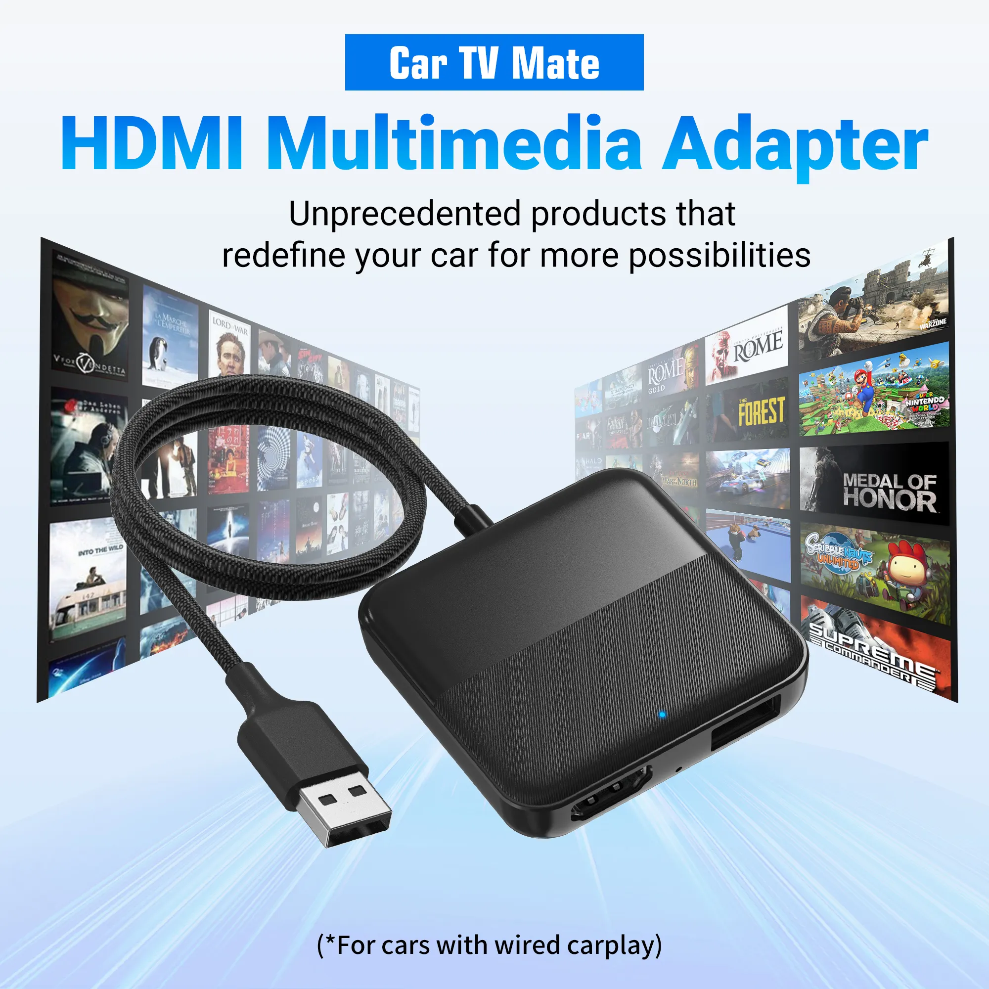 CarPlay TV Dongle HDMI Adaptador multimídia para Carro Mate TV Adaptador CarPlay TV Stick Adaptador para Carro