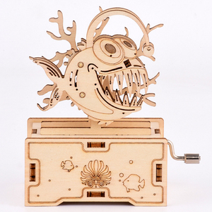 2024 nuovo arrivo puzzle 3D in <span class=keywords><strong>legno</strong></span> pesce palla a manovella Music Box assemblaggio giocattolo fai da te assemblato modello kit regalo - Product Image 5