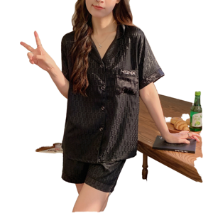 New <b>Men's</b> <b>Summer</b> <b>Pajamas</b> Short Sleeve Shorts Striped Ice Silk Breathable Quick Dry High-grade Casual Simple Home - Product Image 1