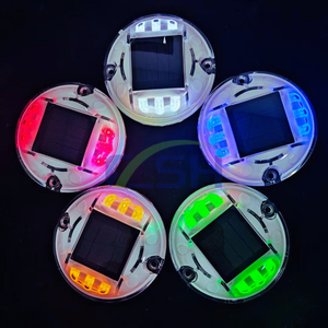 Led Ronde En Plastique Abs Solaire Lumière D'avertissement Clignotant Yeux Chat Stud Route Alimenté Clignotant Rouge pour Roadmarkers - Product Image 3