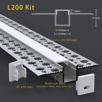 Profilé LED en aluminium pour éclairage de plafond, barre lumineuse, bandes noires, canal encastré, cloison sèche, plâtre, gypse