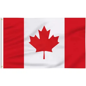 Customized Size Canada Flag Colorful White Red Flags Maple Leaf Printed Canadian Outdoor Decoration