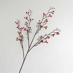 Fleurs de mariage, baies rouges, fleurs artificielles en soie 85cm, décoration de fruits porte-bonheur pour la décoration de la salle de mariage - Product Image 2