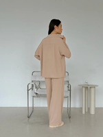 Ensembles surdimensionnés pour femmes 2026 – Ensemble deux pièces pour femme : chemise boutonnée texturée et pantalon large – Vêtements de villégiature pour femme
