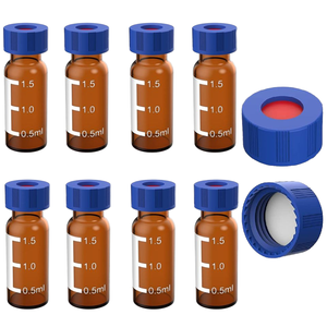 Bilimsel HPLC otomatik örnekleyici flakon Amber flakon mavi döner kapaklı şişeler beyaz PTFE kırmızı silikon <span class=keywords><strong>Septa</strong></span> - Product Image 1