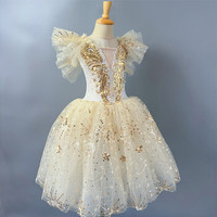 Robe de ballet pour enfants, costume de spectacle long, robe en tulle à manches courtes, modèle de danse du Petit Cygne pour filles