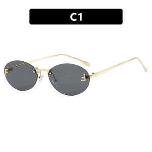 Lunettes de soleil ovales sans monture SPOEN UV400, lunettes de soleil tendance pour femmes - Product Image 2
