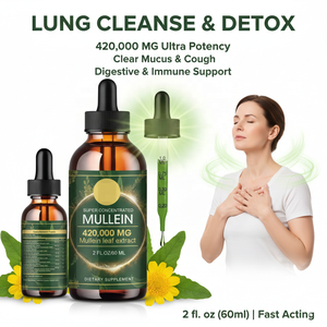 Gouttes de feuilles de molène (60 ml) pour la détoxification pulmonaire, le soutien immunitaire respiratoire et la santé digestive des adultes - Product Image 1