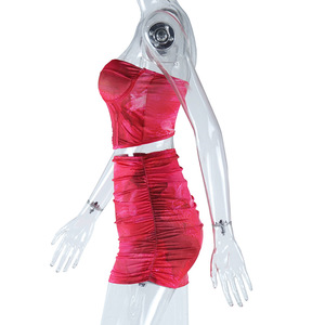 Viviblook ชุดกระโปรง2ชิ้นสำหรับผู้หญิงชุดกระโปรงไม่มีสายรัดพิมพ์ลาย ASST67ฤดูร้อน - Product Image 3