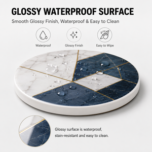 Custom Sublimation Ceramic <strong>Coasters</strong> Absorbent Performance Ceramic Stone <strong>Coaster</strong> <strong>Set</strong> With Cork Backing Pads - Product Image 3