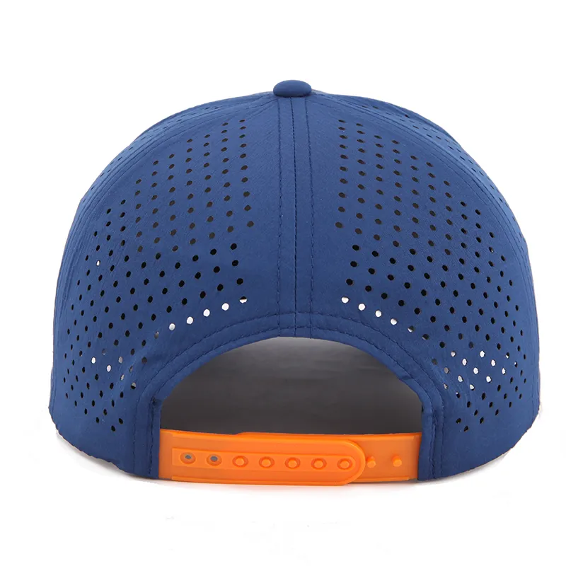 Custom 5 pannello in gomma Pvc Logo corda cappellino da Baseball impermeabile con foro tagliato al Laser traforato, prestazioni sportive cappello papà