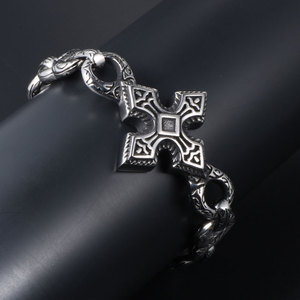 Pulsera de Acero de Titanio con Diseño de Ocho y Cruz, Estilo Punk Europeo, Joyería de Moda para Hombre CE147 - Product Image 4