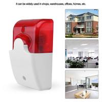 Sirena de Alarma de Seguridad para el Hogar con Cable, 12V, con Luz Estroboscópica, Carcasa de ABS, Sirena Piezoeléctrica con Luz Estroboscópica