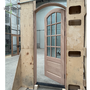 カスタム未完成無垢材外装ラウンドアーチドアガラスパネル付き木製ルームアーチ型ホワイトオーク - Product Image 2