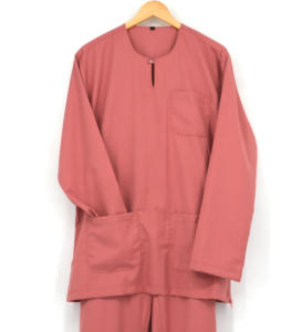 بدلة ماليزية قابلة للتخصيص للرجال، زي ماليزي عصري، قميص كورونج بأزرار للرجال، قميص سادة مع بنطلون، تصميم OEM - Product Image 4