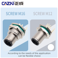 Conector Hembra/Macho M12 de Aleación de Zinc y Latón para PCB Automotriz, Tipo con Conexión a Tierra, Impermeable IP67, 2-17 Pines, Código B/D/A de 4 Pines, Montaje Trasero
