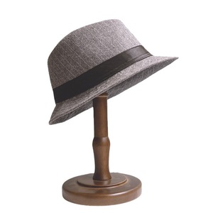 Rak Topi Meja Toko Ritel, Satu Tiang, Warna Coklat Vintage, Kayu Solid - Product Image 6