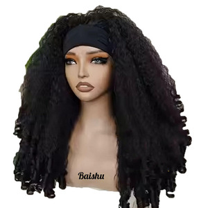 Perruques bouclées tendance pour femmes africaines, perruques bandeau, <span class=keywords><strong>coiffure</strong></span> explosive, <span class=keywords><strong>cheveux</strong></span> longs et ondulés pour femmes noires, perruque sans colle - Product Image 1
