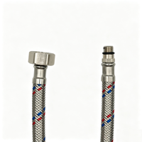 Tuyau d'alimentation tressé OEM ODM en acier inoxydable 304, 1/2" F x M10, avec tube intérieur EPDM et écrou en laiton nickelé, connecteur flexible