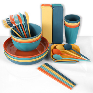 Lot de 28 pièces de vaisselle chinoise en plastique pour 4 personnes, comprenant des plateaux, des bols et des assiettes – Vente chaude en gros - Product Image 4
