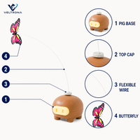 Jouet pour chat papillon rotatif, jouet interactif pour chat avec base en forme de cochon, jouet pour chat à activation automatique